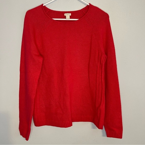 J Crew Womens Merino Wool Blend Knit Crew Neck Pullover Sweater Sz M Pinkish Red - Picture 1 of 10